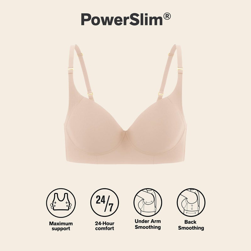 Leonisa Back Smoothing Bras for Women, Full Coverage Underwire Bra, Adjustable Hook & Eye Closure, Beige - Image 4